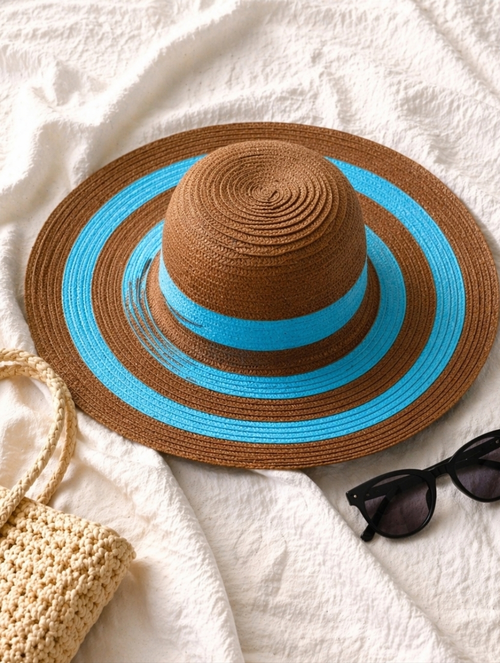 Summer Sun Hat Bundle (2) Wide Brim Straw Hats | Beach Vacation | New - Picture 2 of 6